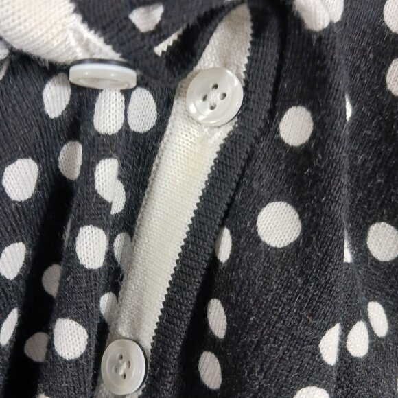 Talbots Medium Cardigan Sweater, Black/White Polka Dot, 3/4 Sleeve, Light Weight - Picture 6 of 16